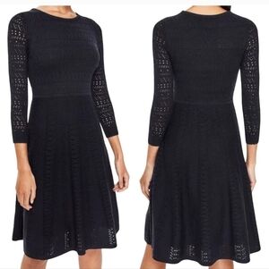 Poppy Pointelle Knit Dress In Black